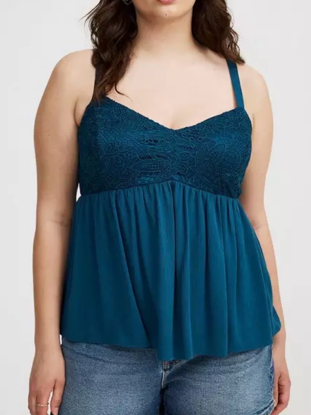 torrid Teal Lace-Bust Tank Top